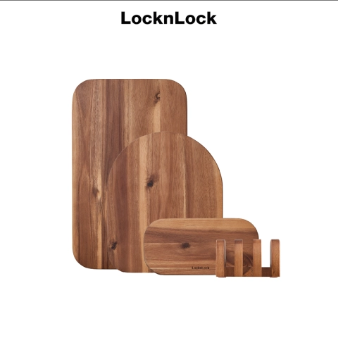 Bộ thớt gỗ acacia với đế giữ LocknLock 408*240*120MM CKD075S4