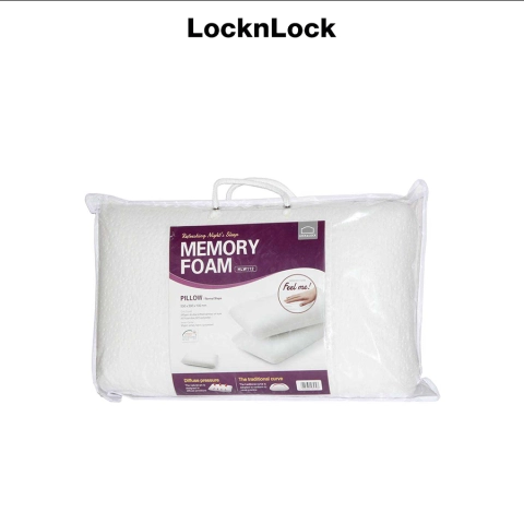 Gối thẳng mút hoạt tính nâng đầu và cổ LocknLock Memory Foam 50D 50x30x10cm HLW112