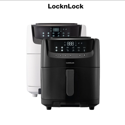 Nồi chiên không dầu kết hợp chức năng hấp Lock&Lock EJF881 (Đen/Trắng) - Dung tích lớn 7L - Hàng Chính Hãng