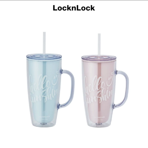 Ly nhựa 2 lớp LocknLock kèm ống hút 720ml - HAP503