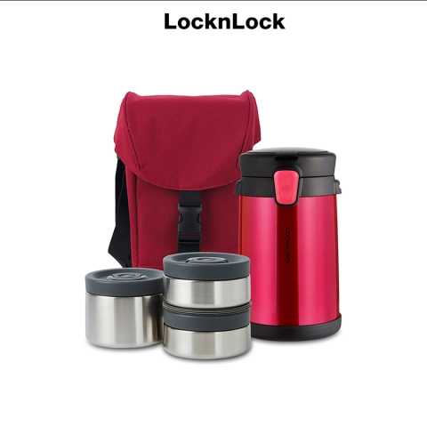 Bộ hộp cơm giữ nhiệt LocknLock Easy Take bằng thép không gỉ 2L LHC8034